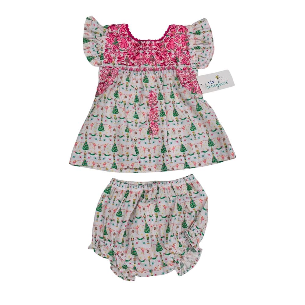 NWT Six Honeybees 6M Sugarplum Dreams Ruffle Bloomer Set